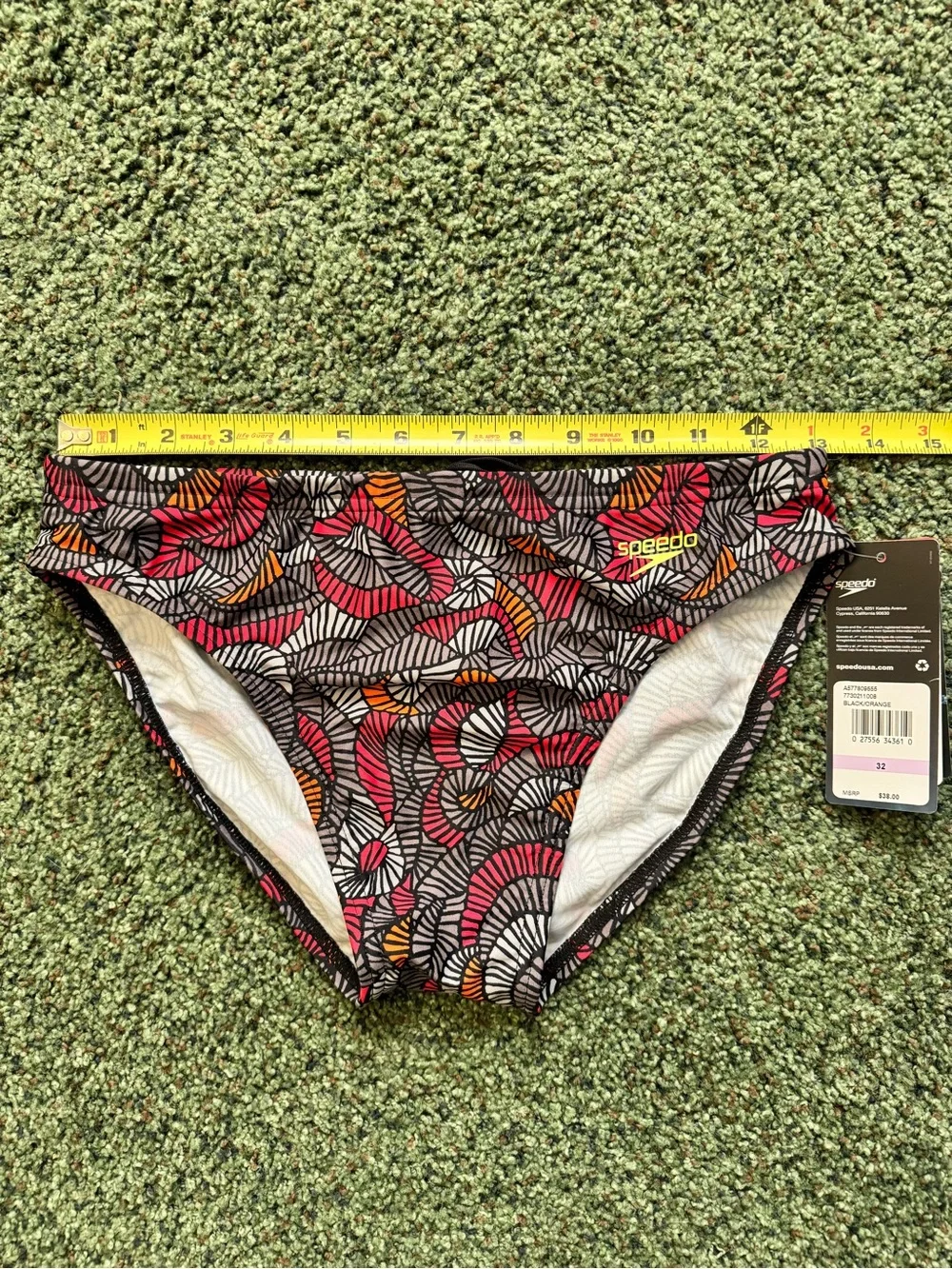Men’s Speedo Swim Brief in Black/Red/Orange - Size 32 - New With Tags!